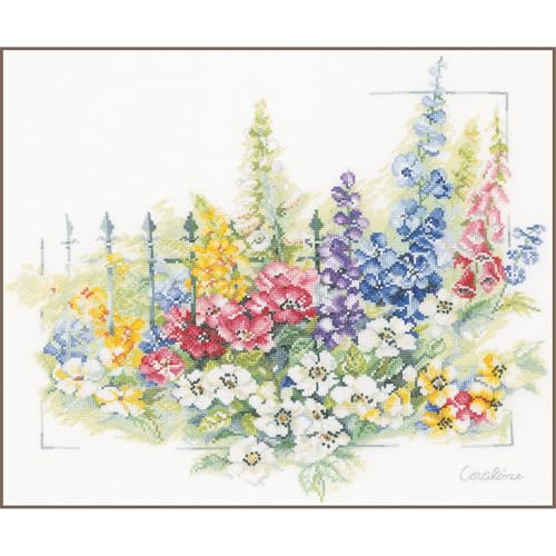 Lanarte Kreuzstich Stickpackungen Gezählter Kreuzstichbilder Set BLUMENEXPLOSION Wanddekoration Handarbeit Set für Erwachsene 45 x 40 cm DIY Deko Bastelset Handwerker Kreative Geschenkset von Lanarte
