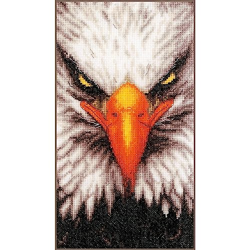 Lanarte Kreuzstich Stickpackungen Gezählter Kreuzstichbilder Set ADLER Wanddekoration Handarbeit Set für Erwachsene 14 x 26 cm DIY Deko Bastelset Handwerker Kreative Geschenkset von Lanarte
