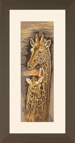 Lanarte Kreuzstich Stickpackungen Gezählter Kreuzstichbilder Set MUTTER UND BABY GIRAFFE Wanddekoration Handarbeit Set für Erwachsene 17 x 50 cm DIY Deko Bastelset Handwerker Kreative Geschenkset von Lanarte