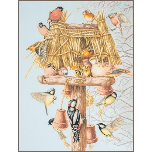 Lanarte Kreuzstich Stickpackungen Gezählter Kreuzstichbilder Set NACHBARSCHAFTSVÖGEL Wanddekoration Handarbeit Set für Erwachsene 49 x 66 cm DIY Deko Bastelset Handwerker Kreative Geschenkset von Lanarte
