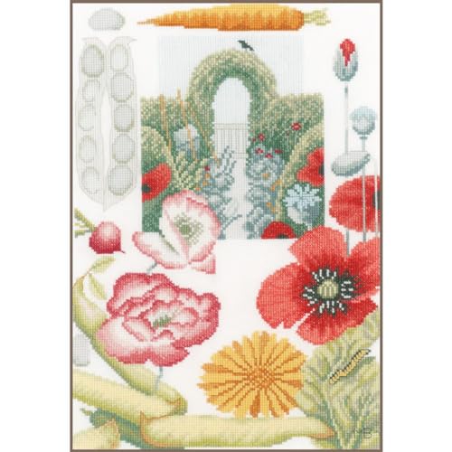 Lanarte Kreuzstich Stickpackungen Gezählter Kreuzstichbilder Set GEMÜSEGARTEN Wanddekoration Handarbeit Set für Erwachsene 25 x 35 cm DIY Deko Bastelset Handwerker Kreative Geschenkset von Lanarte