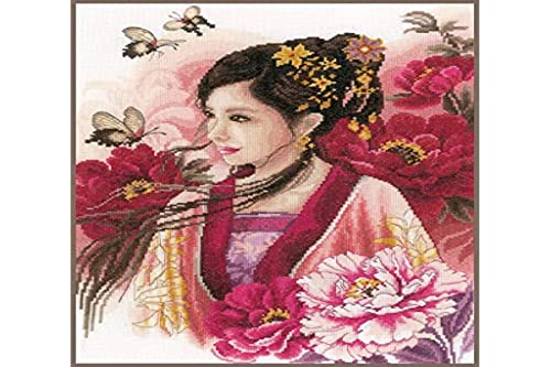 Lanarte Kreuzstichset Asiatische Frau in Pink, Kreuzstichpackung mit Zählmuster, Baumwolle, Mehrfarbig, 30 x 41 x 0,3 cm von Lanarte