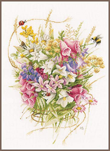 Lanarte Kreuzstichset MB Sommerblumen, Zählmuster Zählmusterpackung, Baumwolle, Mehrfarbig, ca. 30 x 44 cm / 12" x 17,6" von Lanarte