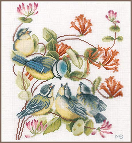 Lanarte Kreuzstichset Meisen, Kreuzstichpackung mit Zählmuster, Baumwolle, Mehrfarbig, 24 x 29 x 0,3 cm von Lanarte