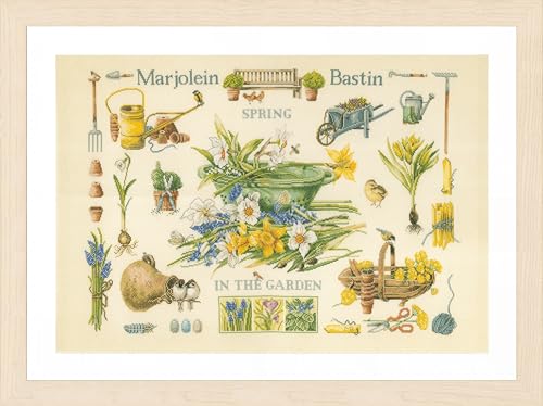 Lanarte Kreuzstich Stickpackungen Gezählter Kreuzstichbilder Set FRÜHLING IM GARTEN Wanddekoration Handarbeit Set für Erwachsene 69 x 49 cm DIY Deko Bastelset Handwerker Kreative Geschenkset von Lanarte