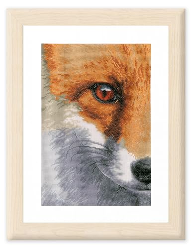 Lanarte Kreuzstich Stickpackungen Gezählter Kreuzstichbilder Set FUCHS Wanddekoration Handarbeit Set für Erwachsene 18 x 27 cm DIY Deko Bastelset Handwerker Kreative Geschenkset von Lanarte