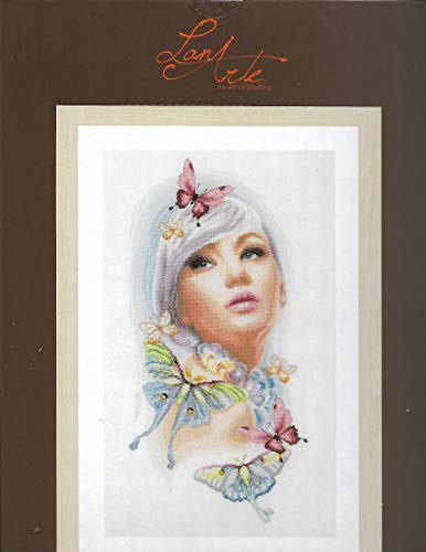 Lanarte Kreuzstich Stickpackungen Gezählter Kreuzstichbilder Set SCHMETTERLINGSMÄDCHEN Wanddekoration Handarbeit Set für Erwachsene 26 x 53 cm DIY Deko Bastelset Handwerker Kreative Geschenkset von Lanarte