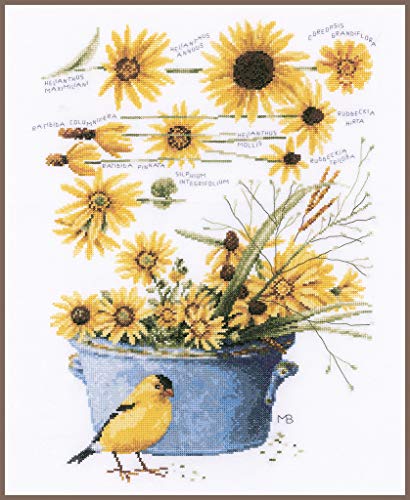 Lanarte PN-0172914 Kreuzstichset MB Sonnenblumen, Zahlmuster Zählmusterpackung, Baumwolle, mehrfarbig, 33 x 47 cm / 13,2" x 18,8" von Lanarte