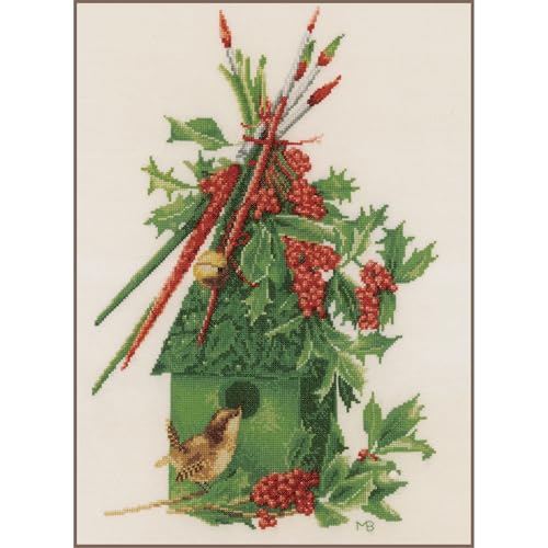 Lanarte Kreuzstich Stickpackungen Gezählter Kreuzstichbilder Set MB VOGELHAUS Wanddekoration Handarbeit Set für Erwachsene 30 x 44 cm DIY Deko Bastelset Handwerker Kreative Geschenkset von Lanarte
