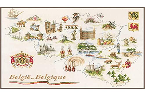 Lanarte PN-0173689 Kreuzstichset Landkarte von Belgien, Zahlmuster Zählmusterpackung, Baumwolle, mehrfarbig, 64 x 50 cm / 25,6" x 20" Lanarte PN-0173689 Kreuzstichset Landkarte von Belgien, Zahlmuster Zählmusterpackung, Baumwolle, mehrfarbig, 64 x 50 cm / 25,6" x 20" von Lanarte