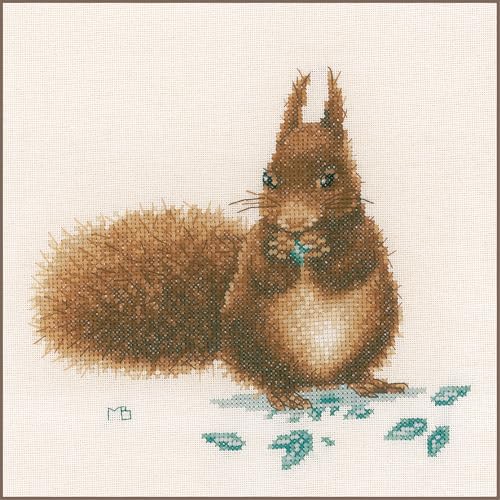 Lanarte Kreuzstich Stickpackungen Gezählter Kreuzstichbilder Set MB EICHHÖRNCHEN Wanddekoration Handarbeit Set für Erwachsene 20 x 20 cm DIY Deko Bastelset Handwerker Kreative Geschenkset von Lanarte