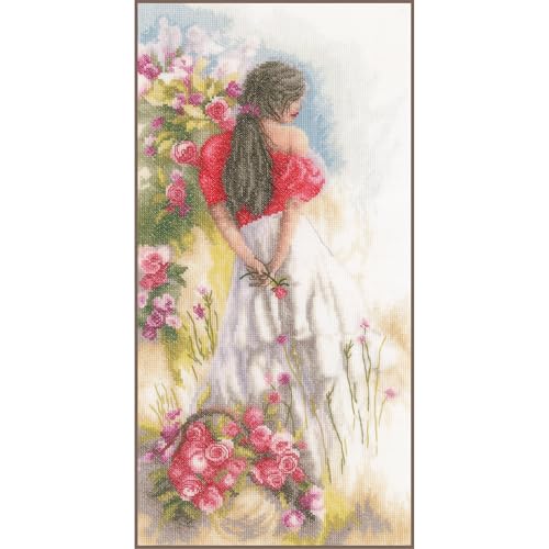 Lanarte Kreuzstich Stickpackungen Gezählter Kreuzstichbilder Set IN THE FIELDS Wanddekoration Handarbeit Set für Erwachsene 20 x 40 cm DIY Deko Bastelset Handwerker Kreative Geschenkset von Lanarte