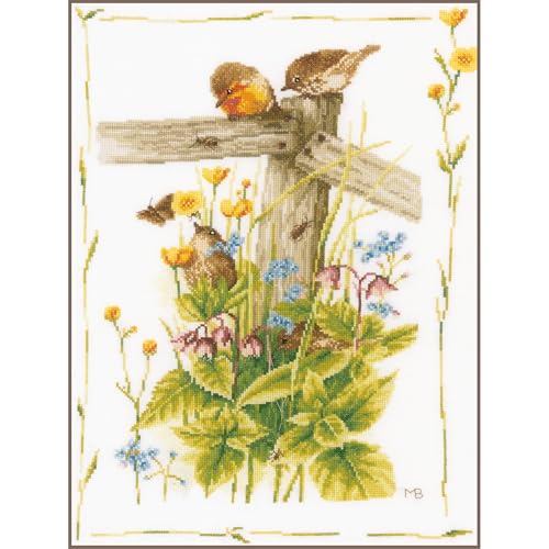 Lanarte Kreuzstich Stickpackungen Gezählter Kreuzstichbilder Set GEMÜTLICHE GARTENECKE Wanddekoration Handarbeit Set für Erwachsene 33 x 47 cm DIY Deko Bastelset Handwerker Kreative Geschenkset von Lanarte