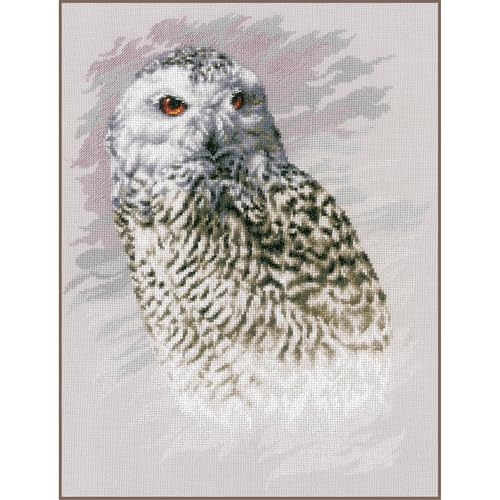 Lanarte Kreuzstich Stickpackungen Gezählter Kreuzstichbilder Set SNOWY OWL Wanddekoration Handarbeit Set für Erwachsene 29 x 38 cm DIY Deko Bastelset Handwerker Kreative Geschenkset von Lanarte