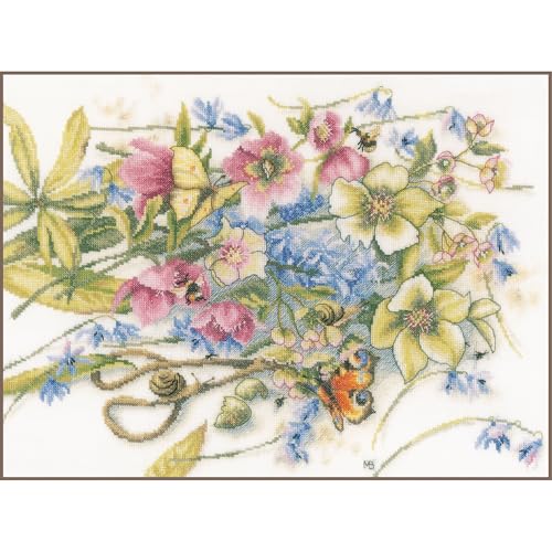 Lanarte Kreuzstich Stickpackungen Gezählter Kreuzstichbilder Set TREFFEN UM NIESWURZ Wanddekoration Handarbeit Set für Erwachsene 43 x 31 cm DIY Deko Bastelset Handwerker Kreative Geschenkset von Lanarte