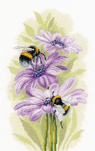 Lanarte Kreuzstich Stickpackungen Gezählter Kreuzstichbilder Set TANZENDE BIENEN Wanddekoration Handarbeit Set für Erwachsene 22 x 33 cm DIY Deko Bastelset Handwerker Kreative Geschenkset von Lanarte