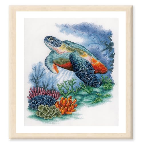 Lanarte Kreuzstich Stickpackungen Gezählter Kreuzstichbilder Set SCHÄTZE DER UNTERWASSERWELT Wanddekoration Handarbeit Set für Erwachsene 33 x 40 cm DIY Deko Bastelset Handwerker Kreative Geschenkset von Lanarte
