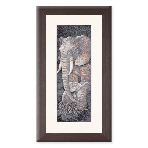 Lanarte Kreuzstich Stickpackungen Gezählter Kreuzstichbilder Set ELEFANT MIT JUNGEM Wanddekoration Handarbeit Set für Erwachsene 17 x 50 cm DIY Deko Bastelset Handwerker Kreative Geschenkset von Lanarte