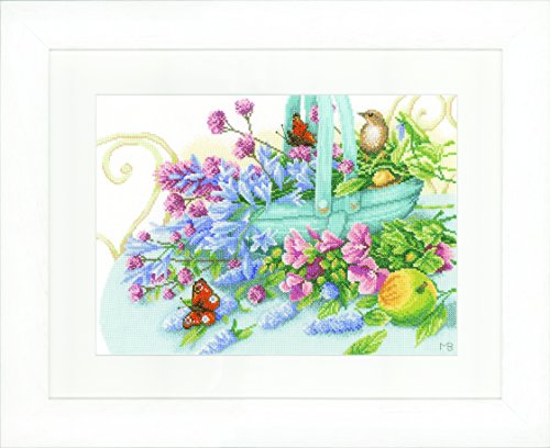 Lanarte Zählmuster Blumenstrauß mit Pfau Aida Kreuzstichpackung, Baumwolle, Mehrfarbig, 36 x 26 x 0.3 cm von Lanarte