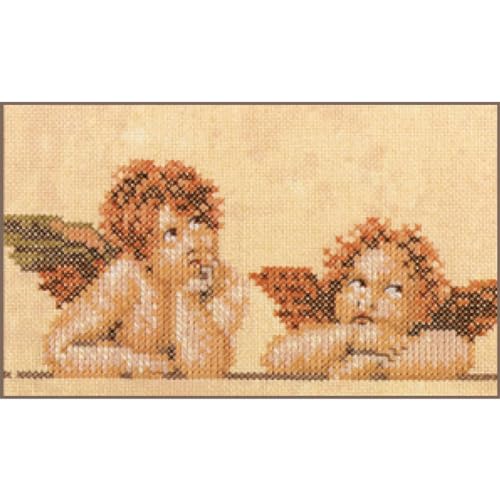 Lanarte Kreuzstich Stickpackungen Gezählter Kreuzstichbilder Set 2 ENGEL Wanddekoration Handarbeit Set für Erwachsene 15 x 10 cm DIY Deko Bastelset Handwerker Kreative Geschenkset von Lanarte