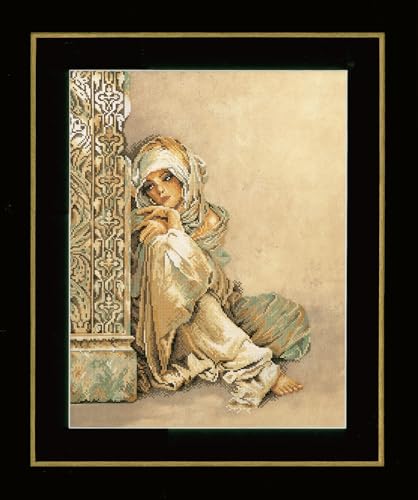 Lanarte Kreuzstich Stickpackungen Gezählter Kreuzstichbilder Set ARABISCHE FRAU Wanddekoration Handarbeit Set für Erwachsene 34 x 44 cm DIY Deko Bastelset Handwerker Kreative Geschenkset von Lanarte