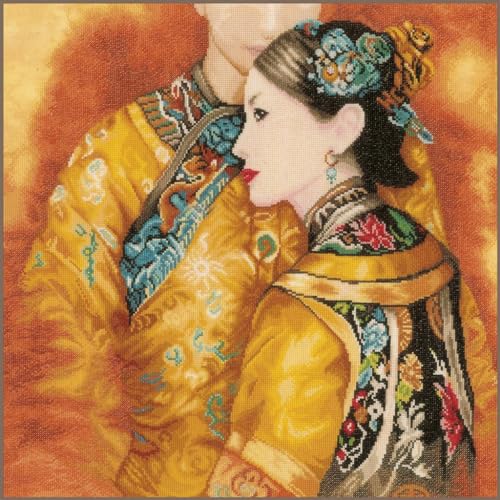 Lanarte Kreuzstich Stickpackungen Gezählter Kreuzstichbilder Set ORIENTALISCHES PAAR Wanddekoration Handarbeit Set für Erwachsene 49 x 45 cm DIY Deko Bastelset Handwerker Kreative Geschenkset von Lanarte