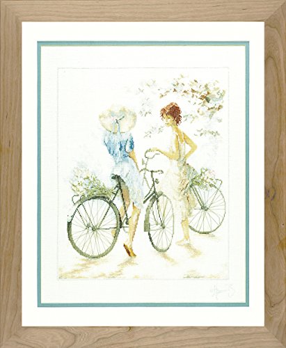 Lanarte Zählmusterpackung Mädchen auf Fahrrad Kreuzstichpackung, Baumwolle, Mehrfarbig, 39 x 49 x 0.3 cm von Lanarte
