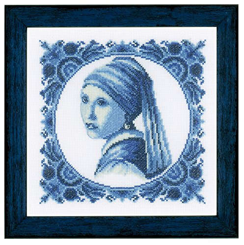 Lanarte Zählmusterpackung Mädchen mit Perle Aida Kreuzstichpackung, Baumwolle, Mehrfarbig, 17 x 17 x 0.3 cm von Lanarte