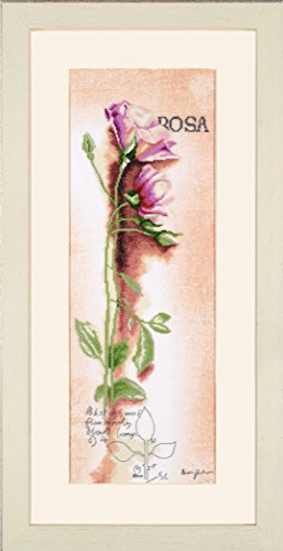 Lanarte Zählmusterpackung Rose Botanisch Kreuzstichpackung, Baumwolle, Mehrfarbig, 20 x 60 x 0.3 cm von Lanarte
