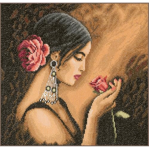Lanarte Kreuzstich Stickpackungen Gezählter Kreuzstichbilder Set SPANISCHE FRAU Wanddekoration Handarbeit Set für Erwachsene 30 x 30 cm DIY Deko Bastelset Handwerker Kreative Geschenkset von Lanarte