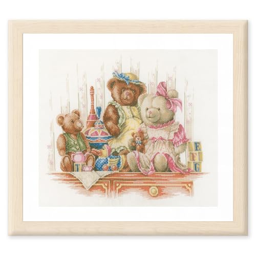 Lanarte Kreuzstich Stickpackungen Gezählter Kreuzstichbilder Set SPIELZEUG & TEDDY Wanddekoration Handarbeit Set für Erwachsene 44 x 34 cm DIY Deko Bastelset Handwerker Kreative Geschenkset von Lanarte