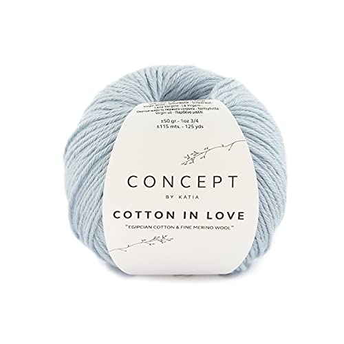 Cotton in Love de Katia Baumwolle und Wolle, 50 g und 115 m, Himmelblau (65) von Lanas Katia