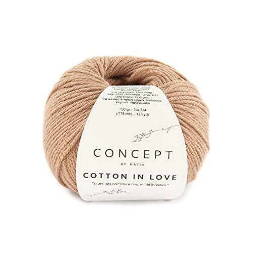 Cotton in Love de Katia Baumwolle und Wolle, 50 g und 115 m, Korallenrot (55) von Lanas Katia