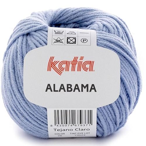 Lanas Katia Alabama Wolle: Baumwolle-Acryl-Mischung, 50g/105m, Himmelblau, Garn Lanas Katia Alabama Wolle: Baumwolle-Acryl-Mischung, 50g/105m, Himmelblau, Garn von Lanas Katia