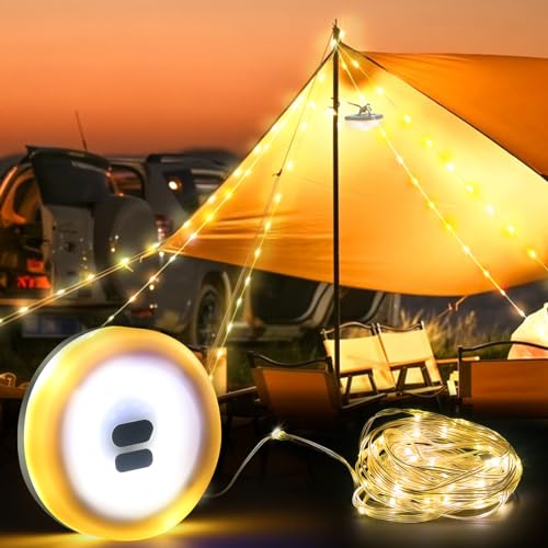 Campinglampe, usb lichterkette camping 10M, lichterkette camping vorzelt, Multifunktionale Tragbare Campingleuchte, Wasserdicht IP67 für Camping und Wandern, Innen- und Außendekoration von Lanceasy