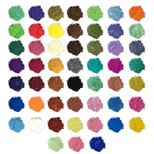 Glimmer Puderharz Pigment Seifenfarbe, natürliche Pigmente, Glitzer, Mineral, Epoxidharz, Farbstoff für Seife, Kerzen, Kosmetik, Lidschatten, Nagellack, Farbe, Make-up, DIY-Masken (52 Farben) von Lanchamp