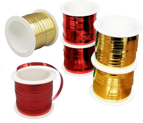 Geschenkband Set 6 Rollen 2 Farben Weihnachten Kräusel Ringel Band 20 m je Rolle Rot Gold Gesamt120m (EUR 0,05 / M) von Land-Haus-Shop