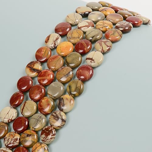 Land Long 33 Stück 12 mm natürlicher roter Bachjaspis-Stein, Perlen, glatte Münze, Picasso-Jaspis, Edelsteinperlen für Schmuckherstellung, Armbänder, Basteln Land Long 33 Stück 12 mm natürlicher roter Bachjaspis-Stein, Perlen, glatte Münze, Picasso-Jaspis, Edelsteinperlen für Schmuckherstellung, Armbänder, Basteln von Land Long