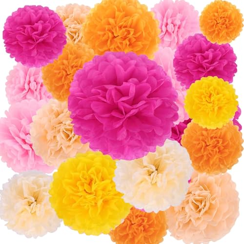 24 Pompons Deko, Hochzeit Deko Und Polterabend Deko, 6 Zoll Papier Pompons In 6 Farben, Ideal Für Shower Und Vintage Garden Decorations von LandReCol