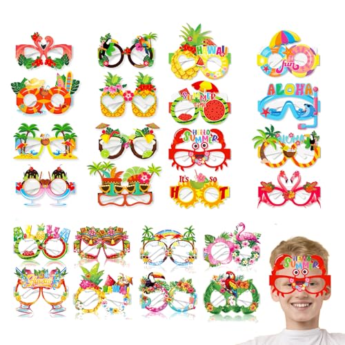 24 Stücke Partybrillen für Hawaii Party Deko, Hawaii Deko,Perfekte Fotobox Accessoires für Hawaii Party Deko, Lustige Brille für, Geeignet für Karneval, Fasching und Hawaiian Tropische Party von LandReCol