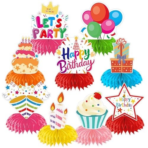 LandReCol 9 Stück Geburtstagsdeko Happy Birthday Deko, Farblich Fröhliche Waben Tischdekoration Für Kindergeburtstage, Schnelle Und Einfache Party Deko Aus Papier LandReCol 9 Stück Geburtstagsdeko Happy Birthday Deko, Farblich Fröhliche Waben Tischdekoration Für Kindergeburtstage, Schnelle Und Einfache Party Deko Aus Papier von LandReCol
