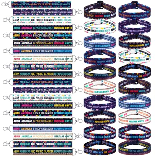 Landical 100 Stück asiatische amerikanische und pazifische Inselbewohner Monat, Schlüsselbänder, verstellbare Armbänder, Geschenke, AAPI-Armbänder, Schlüsselanhänger für Partyzubehör von Landical