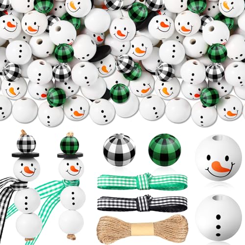 Landical 180 Stück DIY Weihnachten Schneemann Holzperlen Handwerk Weihnachten DIY Ornamente Büffel Plaid Holz Runde Perlen Weihnachtsdruck Holzperlen mit Bindfaden, Schal zum Basteln (frische Farben) Landical 180 Stück DIY Weihnachten Schneemann Holzperlen Handwerk Weihnachten DIY Ornamente Büffel Plaid Holz Runde Perlen Weihnachtsdruck Holzperlen mit Bindfaden, Schal zum Basteln (frische Farben) von Landical