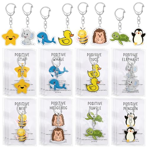 Landical 24 Sets Schulanfangs-Geschenke, Taschenumarmung, Großpackung, Mini-Acryl-Positiv-Tier-Schlüsselanhänger, emotionale Unterstützung, Karten, Taschen für Schüler Landical 24 Sets Schulanfangs-Geschenke, Taschenumarmung, Großpackung, Mini-Acryl-Positiv-Tier-Schlüsselanhänger, emotionale Unterstützung, Karten, Taschen für Schüler von Landical