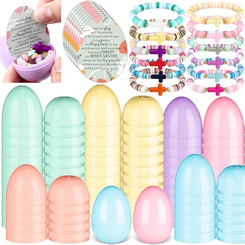 Landical 24 Sets religiöse Ostereier, christliche leere Eier mit bunten Kreuzarmbändern, Gebetskarten, Auferstehung, christliche Osterdekoration für Korbfüller, Partygeschenke Landical 24 Sets religiöse Ostereier, christliche leere Eier mit bunten Kreuzarmbändern, Gebetskarten, Auferstehung, christliche Osterdekoration für Korbfüller, Partygeschenke von Landical
