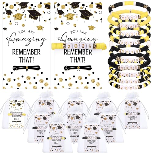 Landical 25 Sets Abschlussbälle, Partygeschenke, Abschlussbänder, Großklasse von 2025, Perlen-Stretch-Armband mit inspirierender Karte, Geschenk für Senioren, College, Abschlussfeier, Partyzubehör Landical 25 Sets Abschlussbälle, Partygeschenke, Abschlussbänder, Großklasse von 2025, Perlen-Stretch-Armband mit inspirierender Karte, Geschenk für Senioren, College, Abschlussfeier, Partyzubehör von Landical