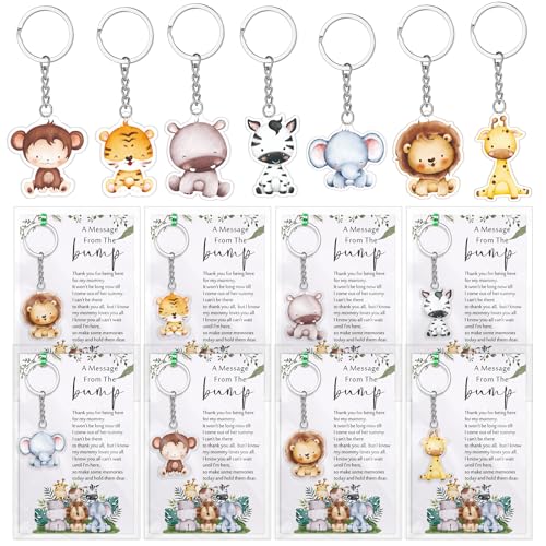 Landical 25 Sets Gastgeschenke für Gäste, 25 Acryl-Schlüsselanhänger, 25 Dankeskarten für Babyparty, Geschlechtsoffenbarung (Safari) von Landical