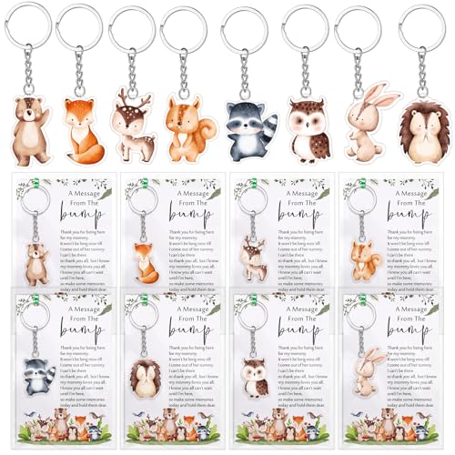 Landical 50 Sets Babyparty-Partygeschenke, Tier-Schlüsselanhänger, Dankeskarten, Dekorationen für Geschlechtsoffenbarung, Gastgeschenk, 8 Stile (Wald) von Landical