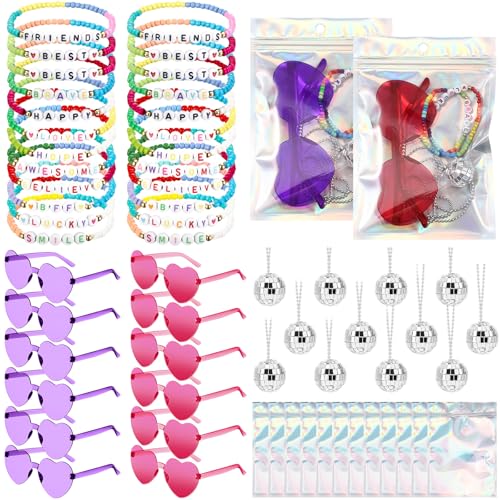 Landical 60 Stück Geburtstagsparty-Geschenke, 12 Sets, adrette Disco-Sänger, Geburtstagsparty-Geschenke, inklusive Perlenarmbänder, Discokugel-Halskette, Herz, Sonnenbrille, holografische Geschenktüte Landical 60 Stück Geburtstagsparty-Geschenke, 12 Sets, adrette Disco-Sänger, Geburtstagsparty-Geschenke, inklusive Perlenarmbänder, Discokugel-Halskette, Herz, Sonnenbrille, holografische Geschenktüte von Landical