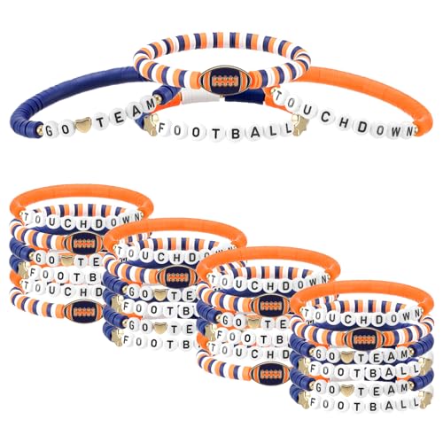 Landical Fußball-Armbänder, Team-Freundschaftsbänder, Fußball-Partygeschenke für Damen und Herren, stapelbares Stretch-Sportarmband für Team-Fans, Partyzubehör, Auszeichnungsgeschenk (Orange) von Landical